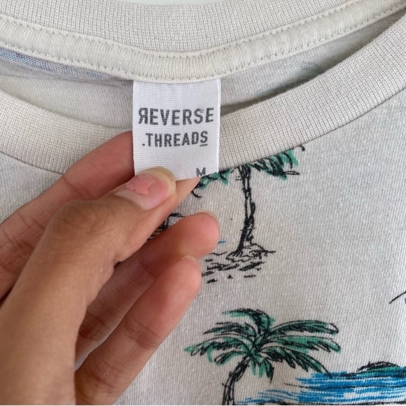 Cream and Red Short Sleeve Tee with Whimsical Pattern - Picture 4 of 4